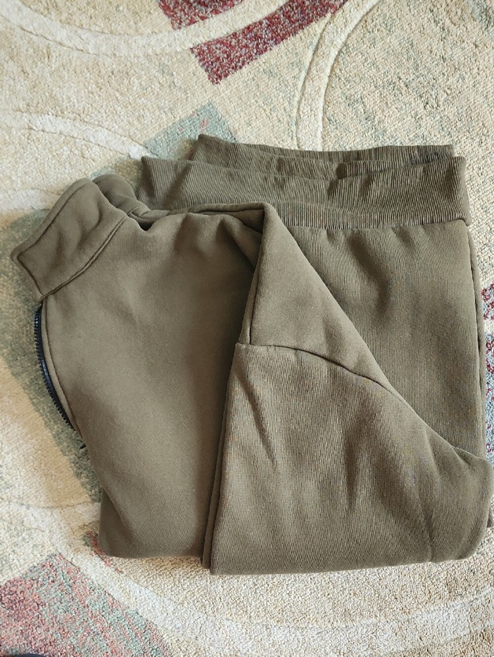 Women's/Men's Olive 3/4 Quarter-Zip Pullover Sweatshirt, 2XL - Picture 5 of 5